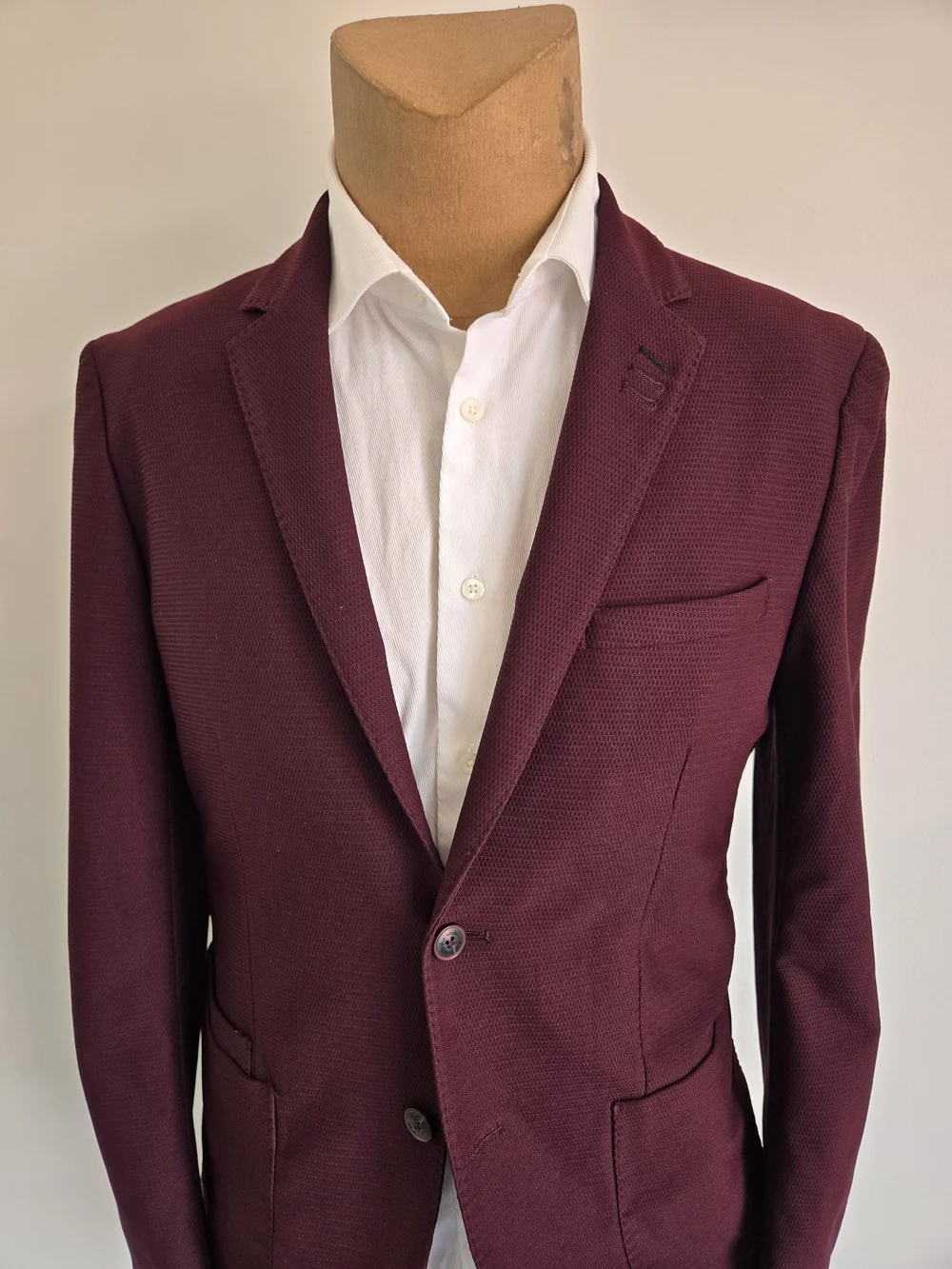 AU NOIR Burgundy Single-Breasted Blazer - damage - Picture 1 of 13